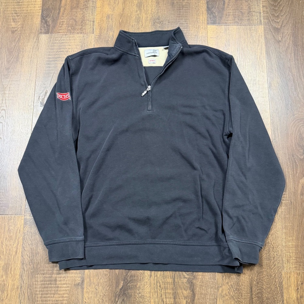 Ashworth EZ-Tech Quarter Zip Pullover Mens XL Black Rich's Golf Embroidered